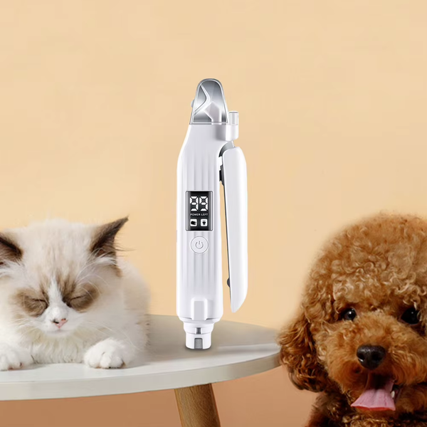2 in 1 Electric Pet Nail Trimmer Quiet and Low Vibration Pet Toenail Clippers with LED Lights for Small Medium Large Dogs/Cats